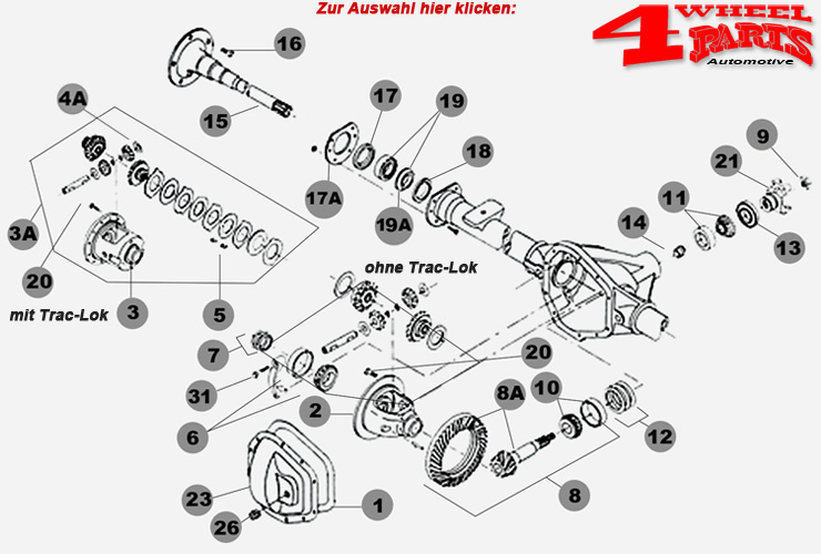 Hinterachse Dana 35 Jeep Cherokee XJ Bj. 84-89