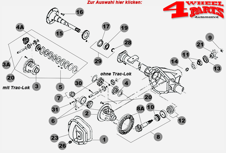 Hinterachse Dana 35c Jeep Wrangler YJ Bj. 90-95