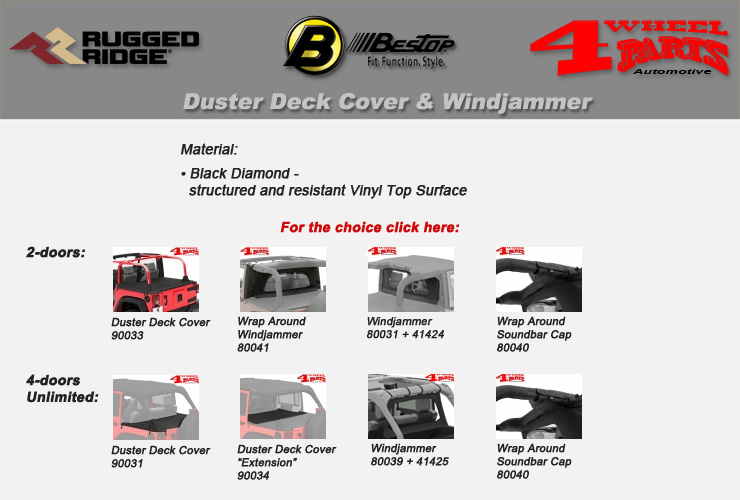 Jeep Wrangler JK Duster Deck Cover & Windjammer Bestop