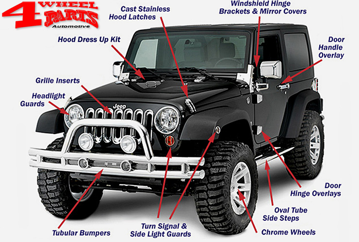 Jeep Wrangler JK Accessories Stainless & Chrome | 4 Wheel Parts