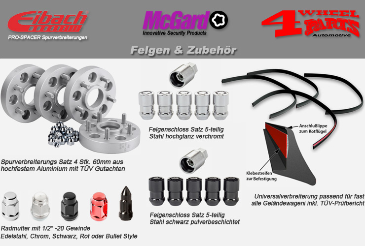 Jeep Commander XH + XK Felgen Zubehör & Spurverbreiterung