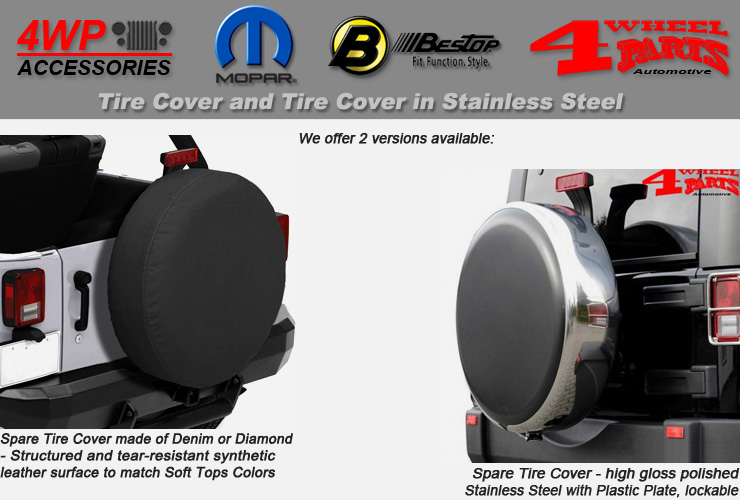 Jeep Wrangler JK Spare Tire Cover & Tire Cover Stainless Steel