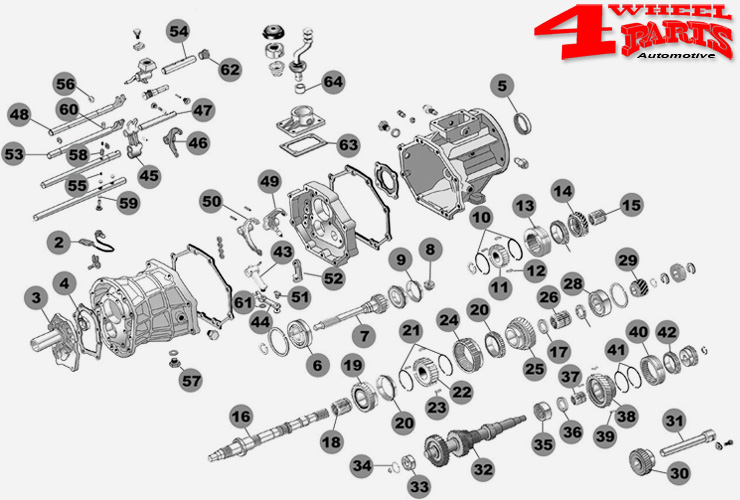 Schaltgetriebe Ersatzteile Aisin AX15 5-Gang Jeep Wrangler YJ Bj. 87-95 6 Zyl. 4,0 L