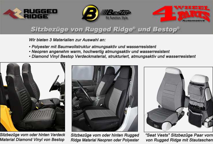 Jeep Wrangler YJ TJ Sitzbezüge Sitzbezug Sitzschoner vorne Schwarz - Grau  87-02