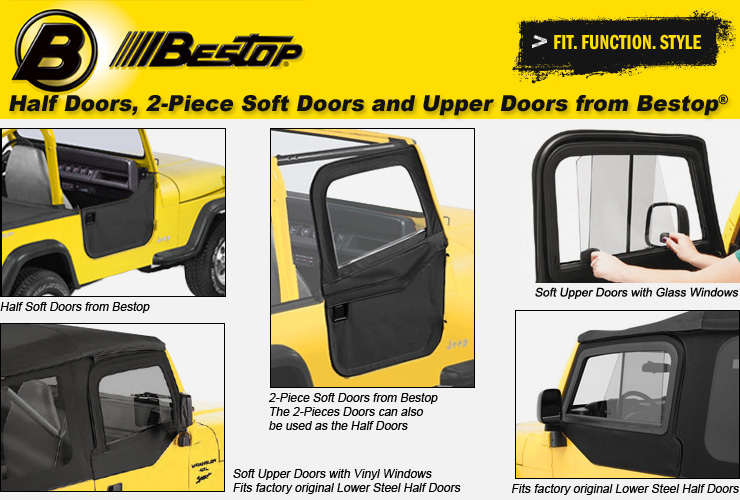 Jeep Wrangler YJ Doors & Half Door Skins from Bestop | 4 Wheel Parts