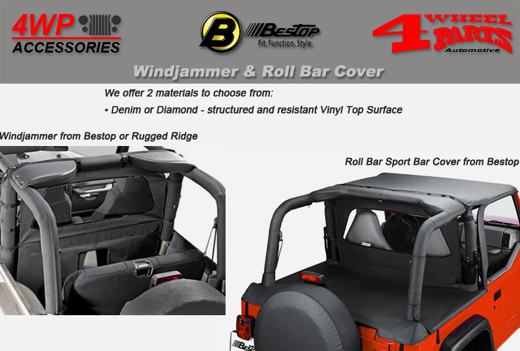 Jeep Wrangler TJ Windjammer & Roll Bar Cover | 4 Wheel Parts