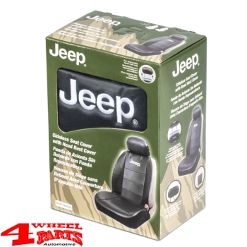 Seat Cover Front Black with "Jeep" Logo Wrangler TJ JK JL JT