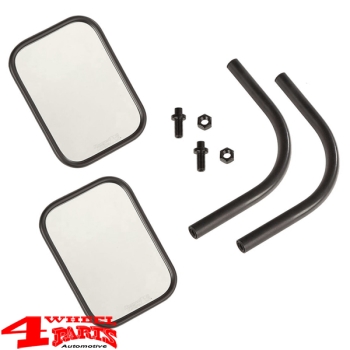 Mirror Set Sidemirrors Black Satin Rectangular Wrangler JL JT year 18-24