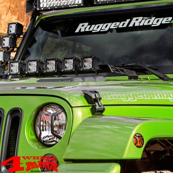 Hood Catch Set Aluminum textured adjustable Wrangler JK year 07-18