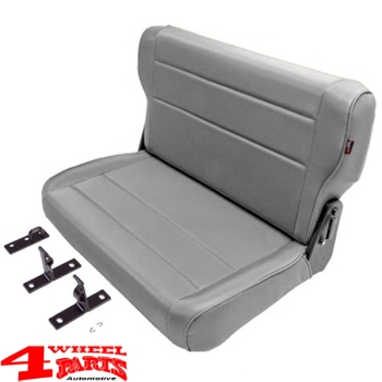 Rear Seat Bench Gray Denim CJ + Wrangler YJ year 76-95