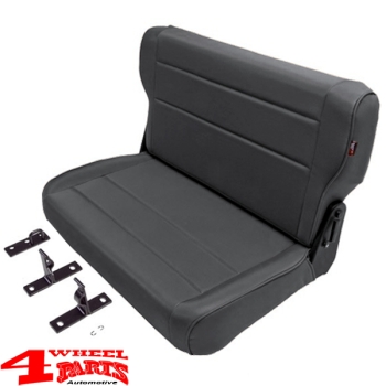 Rear Seat Bench Black Denim CJ + Wrangler YJ year 76-95