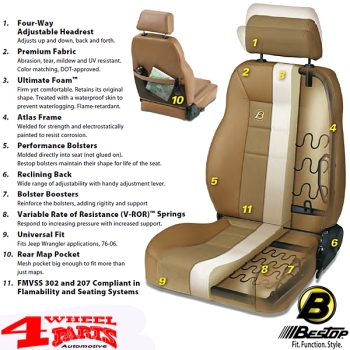 Sport Seat Trailmax II Pro Black Crush Left CJ + Wrangler YJ + TJ