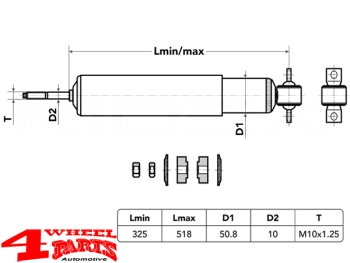 Gas Shock Heavy Duty Front Axle XJ + ZJ year 84-01