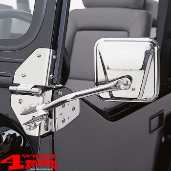 Mirror Set Stainless Steel Jeep CJ + Wrangler YJ year 55-95