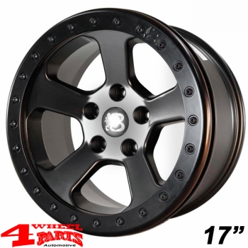 Aluminum Wheel 8x17 ET +19 Beadlock² Black TÜV Wrangler JK JL JT 07-24