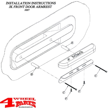 Arm Rest Hard Door Pad Pair Front Wrangler JK year 07-10