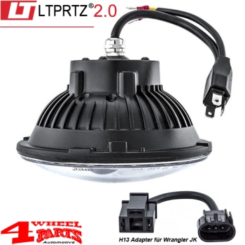 LED Headlight Pair Chrome from LTPRTZ Jeep CJ + Wrangler TJ JK 55-18