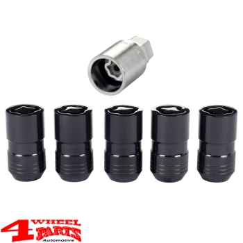Felgenschloss Satz 5-teilig inkl. Reserverad Stahl schwarz M14x1,5