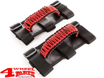 Grab Handles Pair Red Sport Bar Paracord Jeep year 76-24
