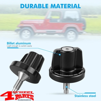 Windshield Knob Pair Black Jeep CJ + Wrangler YJ year 72-95