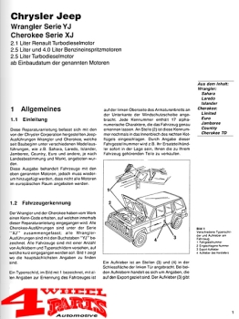 Reparaturanleitung Wrangler YJ / Cherokee XJ 239 Seiten Deutsch