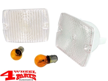 Turn Signal Light Pair Front White Wrangler YJ 87-95
