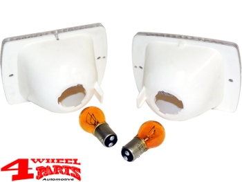 Turn Signal Light Pair Front White Wrangler YJ 87-95
