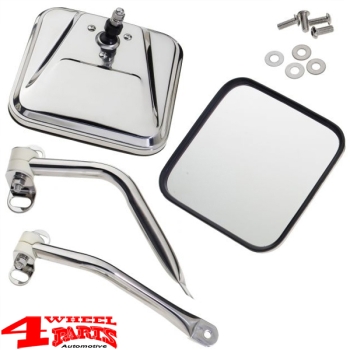Mirror Set Stainless Steel Sidemirrors CJ + Wrangler YJ year 55-95