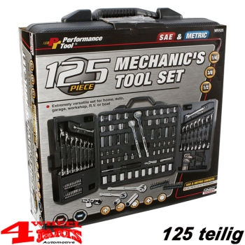 Werkzeugkoffer 125 teilig - Mechaniker Set zöllig und metrisch