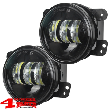 LED Fog Lamp Pair Black Wrangler JK year 07-18