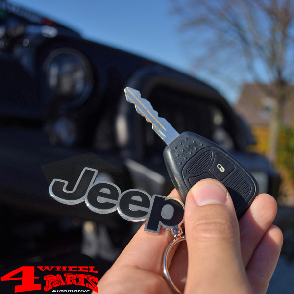 Getränkehalter Dosenhalter Untersetzer mit Jeep Logo + Schlüsselanhänger  Jeep Schrift mit Schlüsselring aus emailliertem Metall von Plasticolor Jeep  CJ + Wrangler + Cherokee + Grand Cherokee