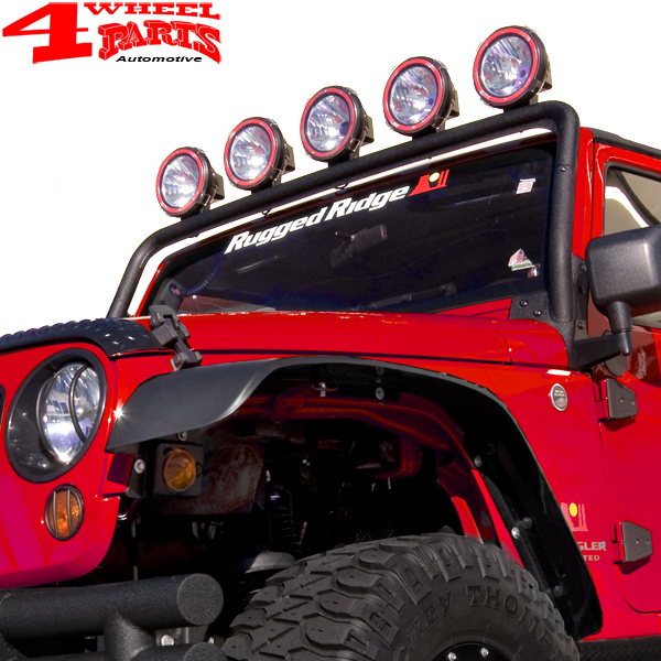 Light Bar Frame Hinges Mounted Black from Rugged Ridge Jeep Wrangler JK  year 07-18 | 4 Wheel Parts