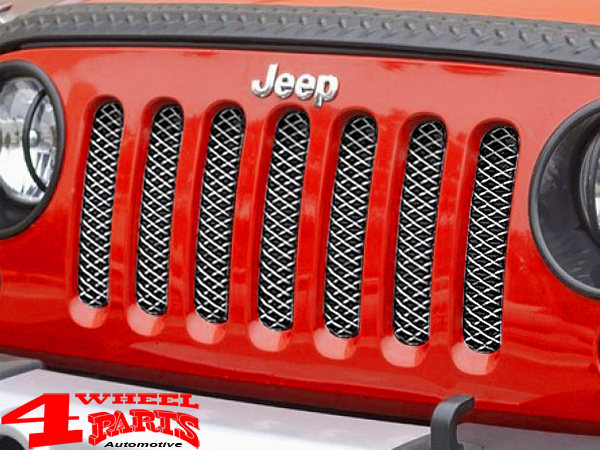 Insert Grill Screen Mesh Stainless Steel Chrome Steel Jeep Wrangler JK year  07-15 | 4 Wheel Parts