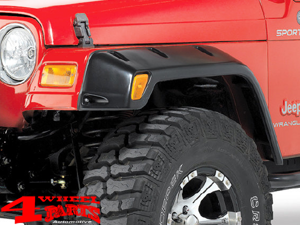 Fender Flare Set 15,5cm Pocket Style 6-pce. Semi Gloss Black Finish Jeep  Wrangler TJ year 97-06 | 4 Wheel Parts