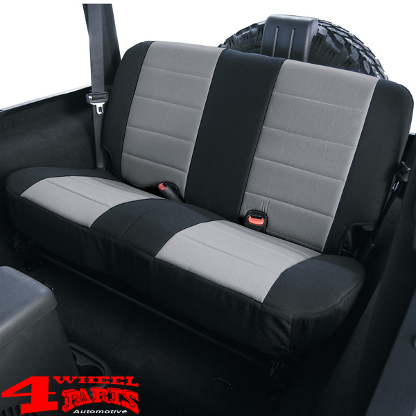 Seat Cover Neoprene Rear Black Gray Wrangler Tj Year 03 06