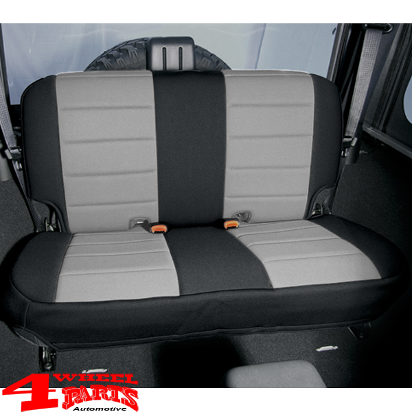 Seat Covers Rear Poly Cotton Black / Gray Jeep CJ + Wrangler YJ year 80-95  | 4 Wheel Parts