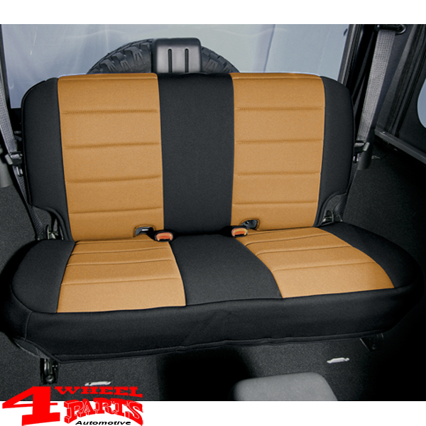 Seat Covers Rear Poly Cotton Black Tan Wrangler TJ year 03 06