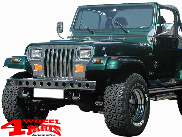 Grille Overlay Applique Stainless Steel polished Jeep Wrangler YJ year 87-95  | 4 Wheel Parts