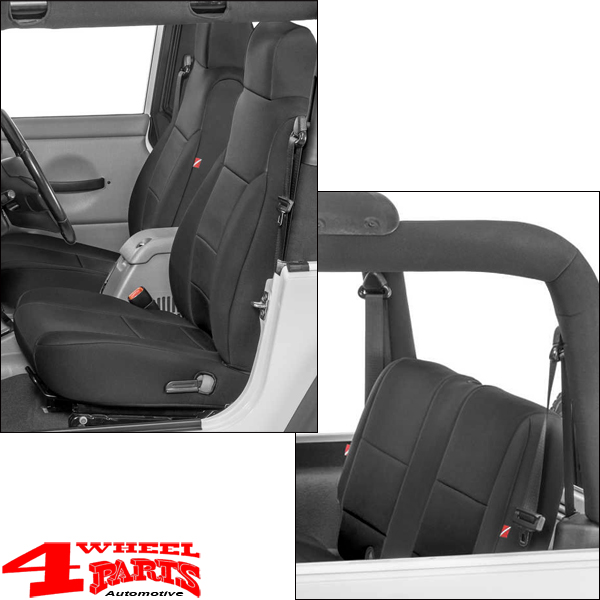 Sitzbezüge und Rücksitzbankbezug Set vorne und hinten schwarz Neopren Jeep  Wrangler TJ Bj. 03-06