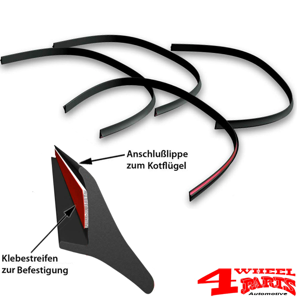 Kotflügelverbreiterung Zusatzverbreiterung Lippe 20mm 200cm lang 4 Stück  Universal für Jeep Wrangler JK JL Unlimited Gladiator JT Cherokee Grand  Cherokee Commander Compass Suzuki Geländewagen