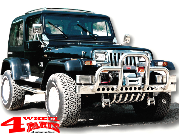 Skid plate under the Bumper Stainless Steel polished Jeep Wrangler YJ year  87-95 | 4 Wheel Parts