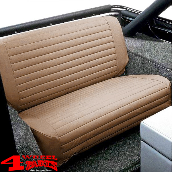 Seat Cover Rear vinyl fabric Tan Denim Bestop Jeep CJ + Wrangler YJ year 65- 95 | 4 Wheel Parts