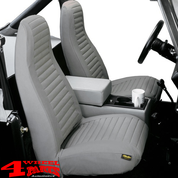 Seat Covers Pair vinyl fabric Front Gray Denim Bestop Jeep Wrangler YJ year  92-94 | 4 Wheel Parts