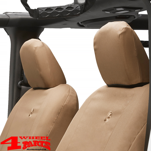 Seat Covers Pair Front Tan (brown) Denim Bestop Jeep Wrangler JL year 18-23  2-doors | 4 Wheel Parts