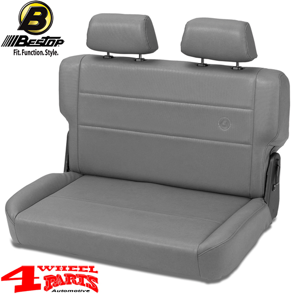 Rear Seat Seat Bench incl. Head Rests Gray Denim Bestop Jeep CJ Wrangler YJ year 55 95 4 Wheel Parts
