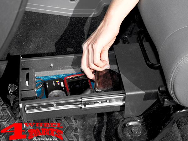 Locking Under Seat Storage Box in Textured Black Driver Side Bestop Jeep  Wrangler JK year 07-10 | 4 Wheel Parts