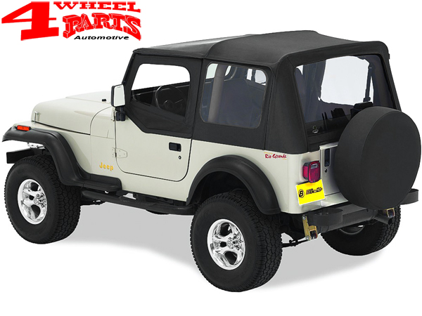 Replacement Soft Top with Door Skins and with clear windows Black Denim  Bestop Jeep Wrangler YJ year 88-95 | 4 Wheel Parts
