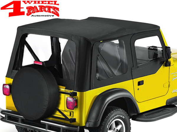 Replacement Soft Top with Door Skins and with clear windows Black Denim Jeep  Wrangler TJ year 97-02 | 4 Wheel Parts