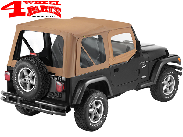Replacement Soft Top Spice Denim Door Skins clear windows Wrangler TJ year  97-02