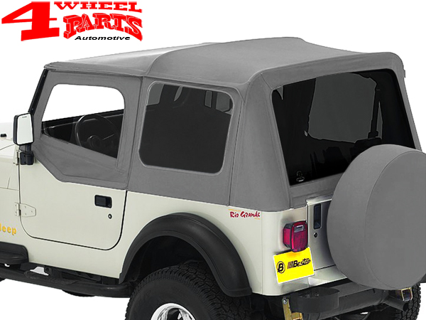 Replacement Soft Top with Door Skins and with tinted windows Gray Denim  Bestop Jeep Wrangler YJ year 88-95 | 4 Wheel Parts